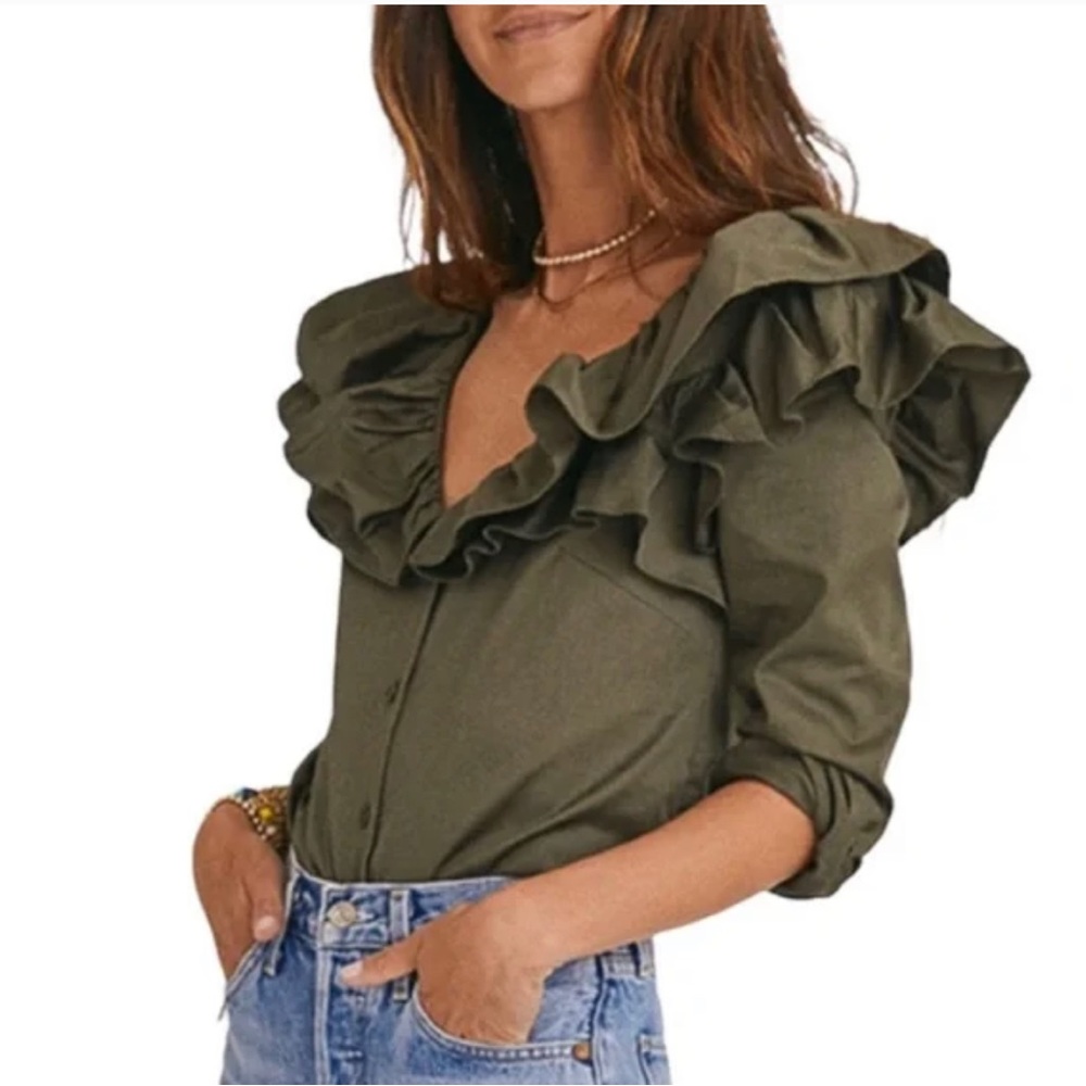 Something Navy ruffle top size M